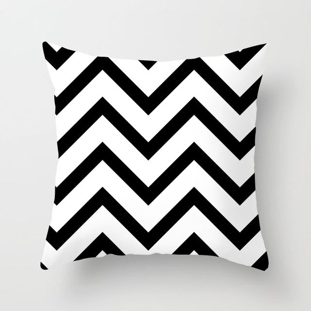 GEOMETRIC Cushion Cover Black and White Print