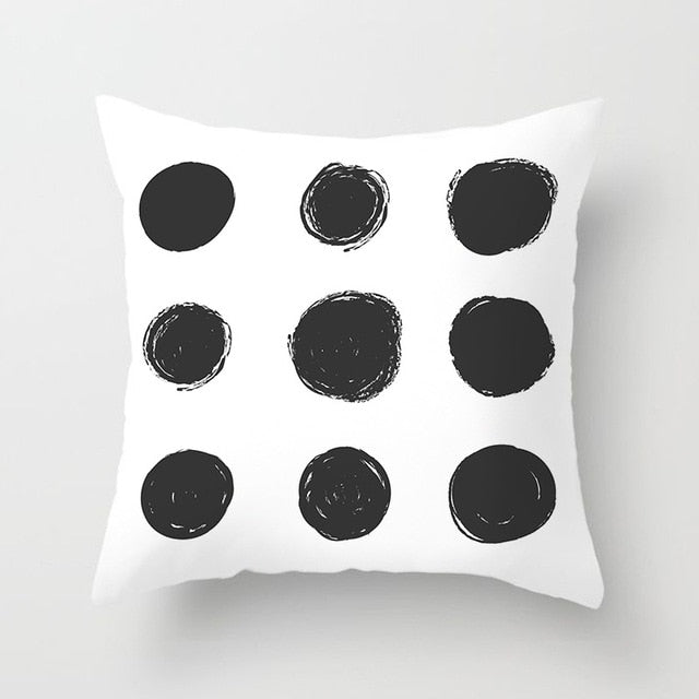 GEOMETRIC Cushion Cover Black and White Print