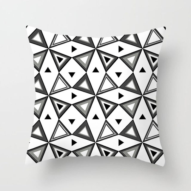 GEOMETRIC Cushion Cover Black and White Print