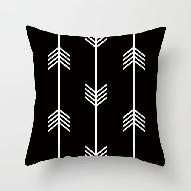 GEOMETRIC Cushion Cover Black and White Print