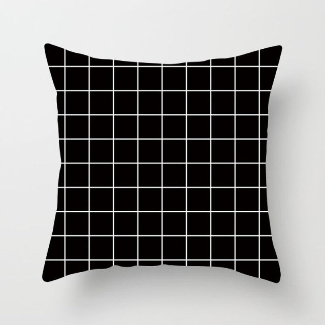 GEOMETRIC Cushion Cover Black and White Print