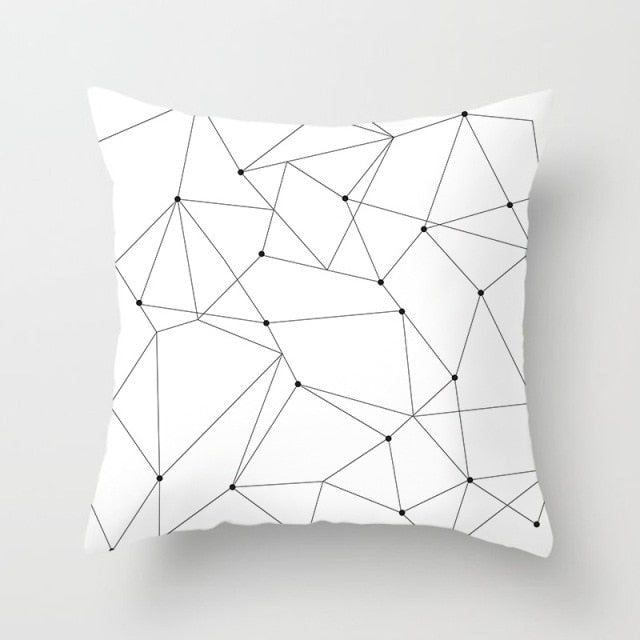 GEOMETRIC Cushion Cover Black and White Print