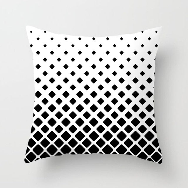 GEOMETRIC Cushion Cover Black and White Print
