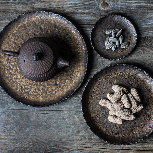 Stylish Bronze Ceramic Tea Trays
