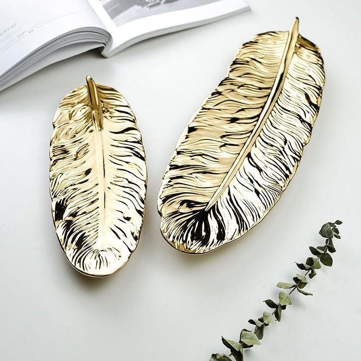 Luxury Ceramic Platter Tray Feather Shape