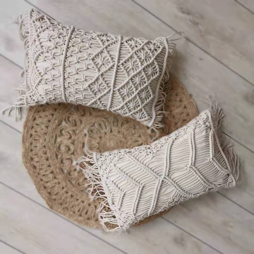 MACRAME HANDMADE Cotton Thread Pillow Covers
