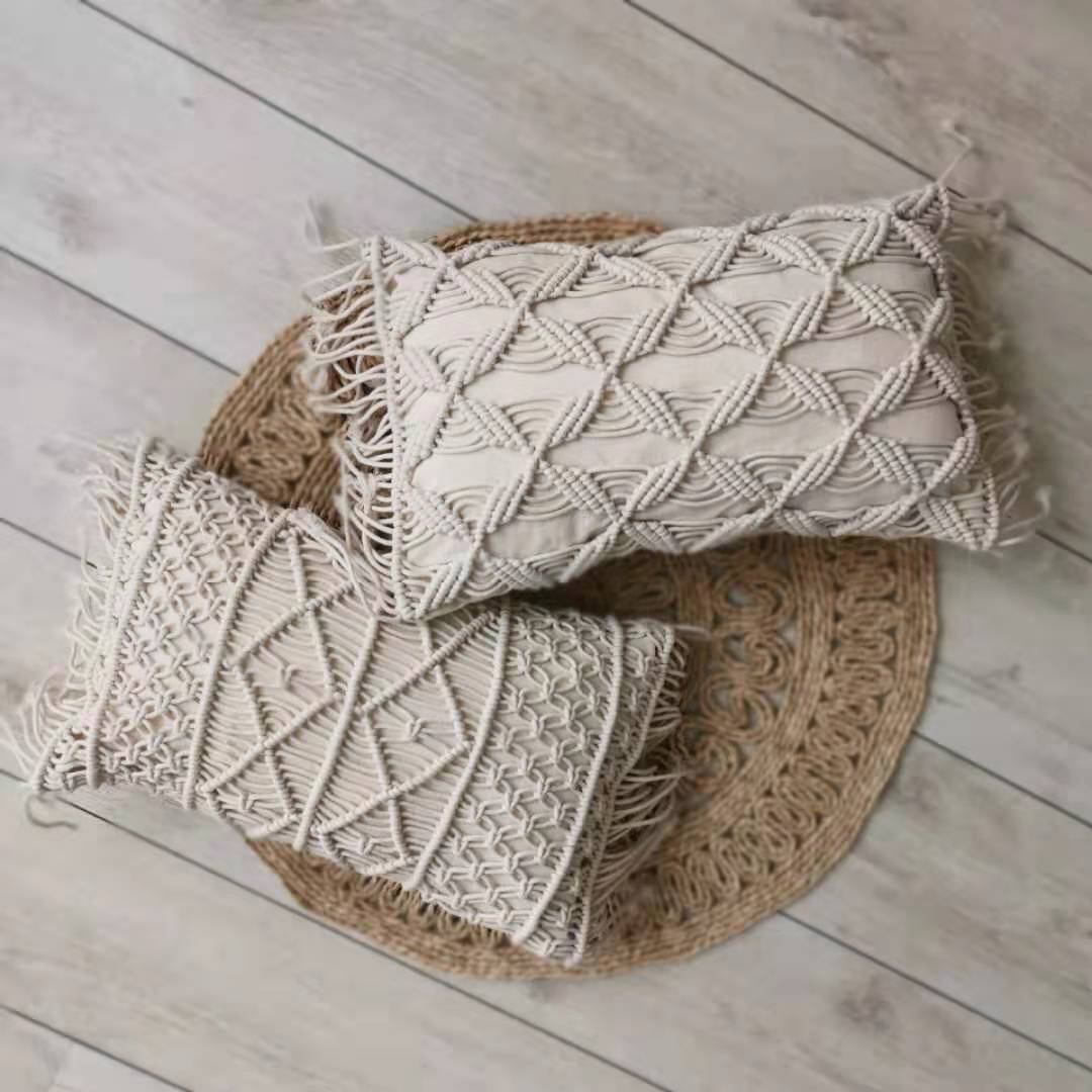 MACRAME HANDMADE Cotton Thread Pillow Covers