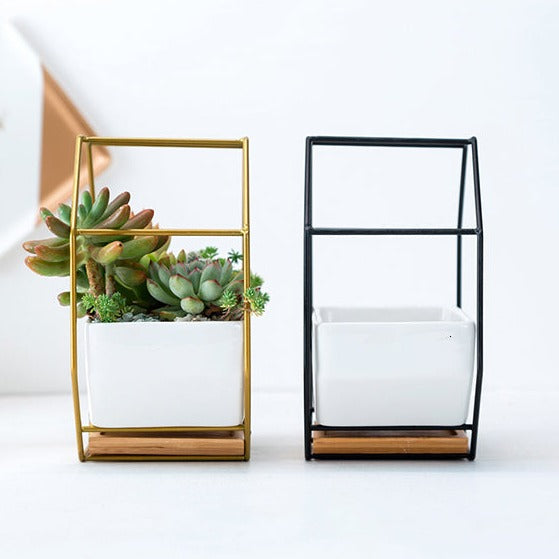 Simple Octagonal Geometric Wall Hanging Ceramic Flower Pot