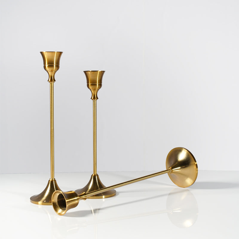 Retro Bronze Candle Holders Set of Three