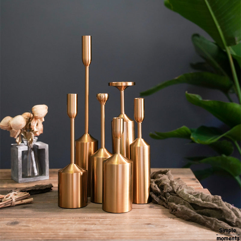 Simple Metal Gold Plated Candle Holders