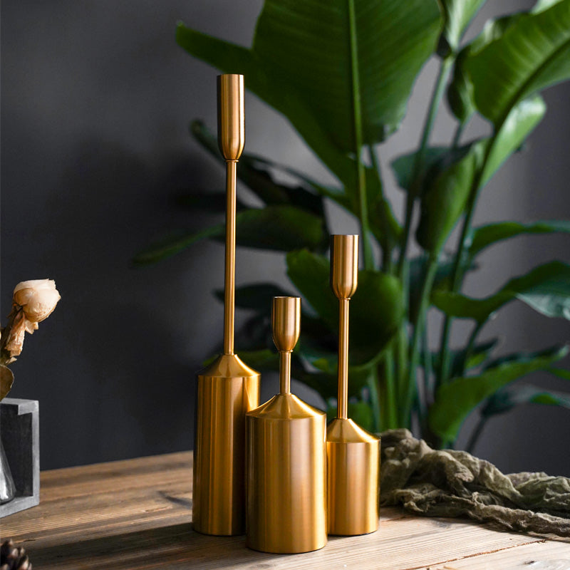 Simple Metal Gold Plated Candle Holders