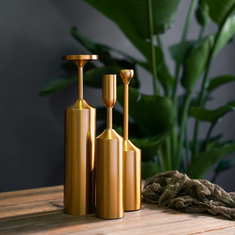 Simple Metal Gold Plated Candle Holders