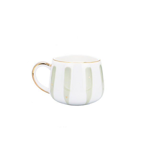 Creative Ceramic Coffee Cup with Points and Stripes Patterns