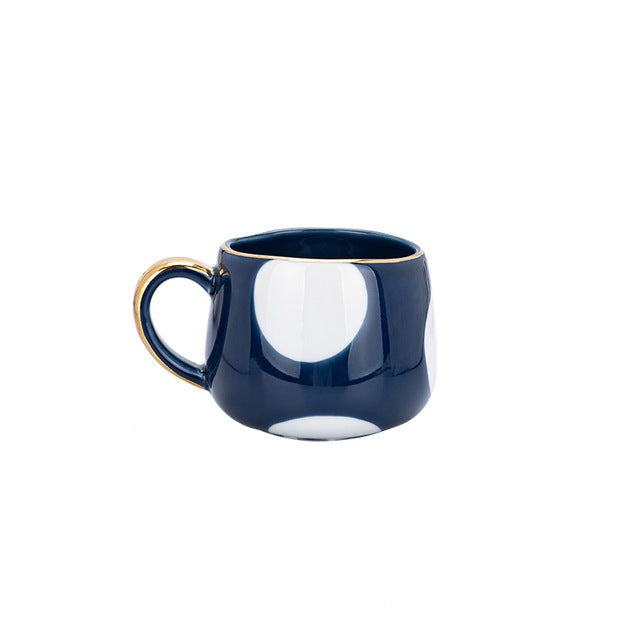 Creative Ceramic Coffee Cup with Points and Stripes Patterns