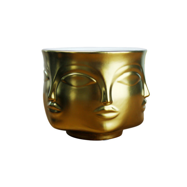 Ceramic Face Design Flower Pot Nordic Style