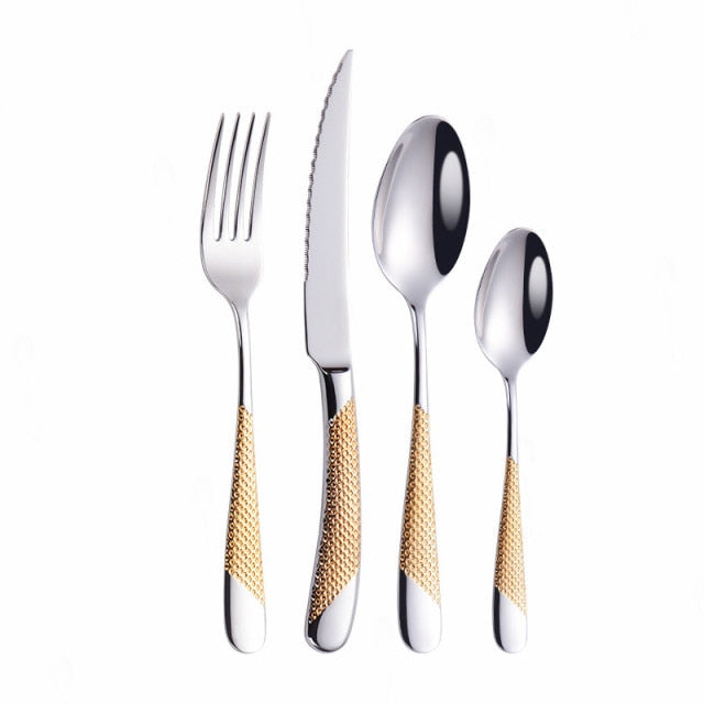 Home Cutlery Set Golden and Silver Luxury Style