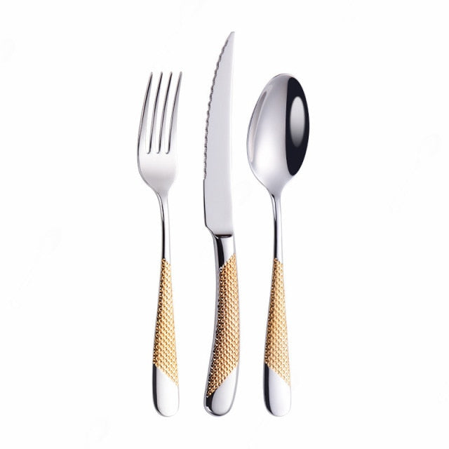 Home Cutlery Set Golden and Silver Luxury Style