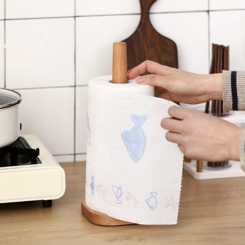 Kitchen Wooden Roll Paper Towel Holder