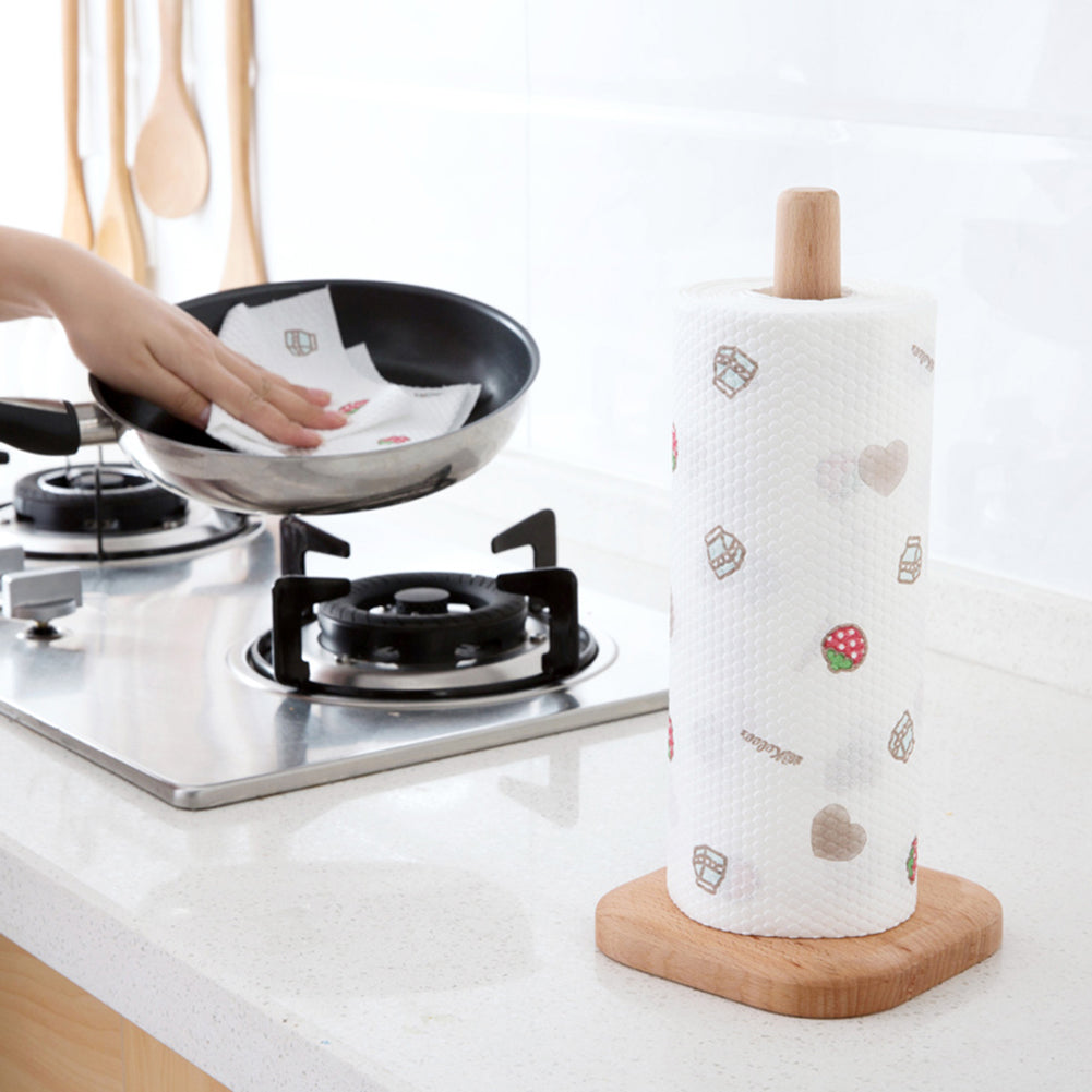 Kitchen Wooden Roll Paper Towel Holder