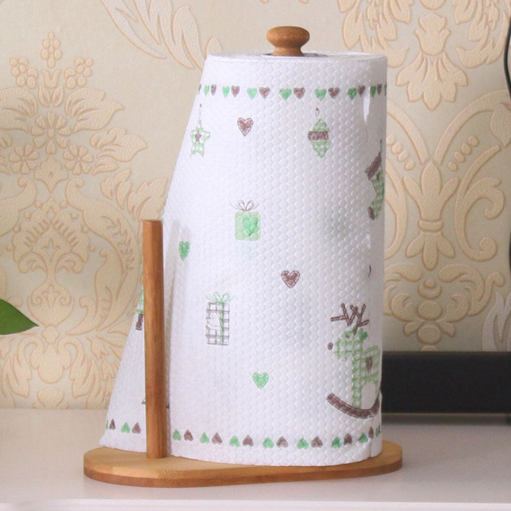 Kitchen Wooden Roll Paper Towel Holder