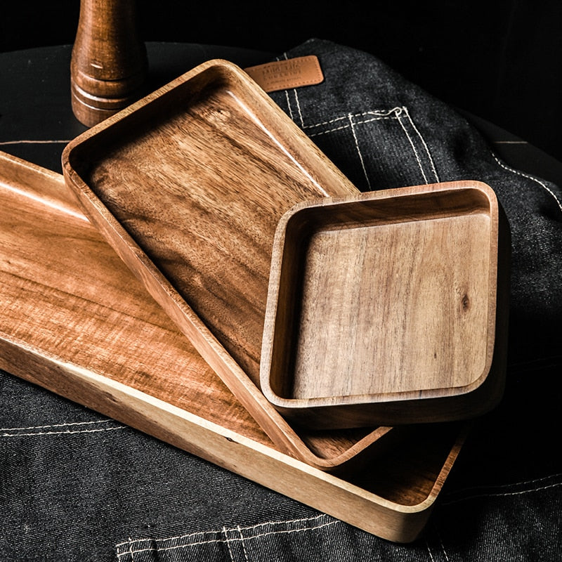 Acacia Wood Serving Tray Japanese Style