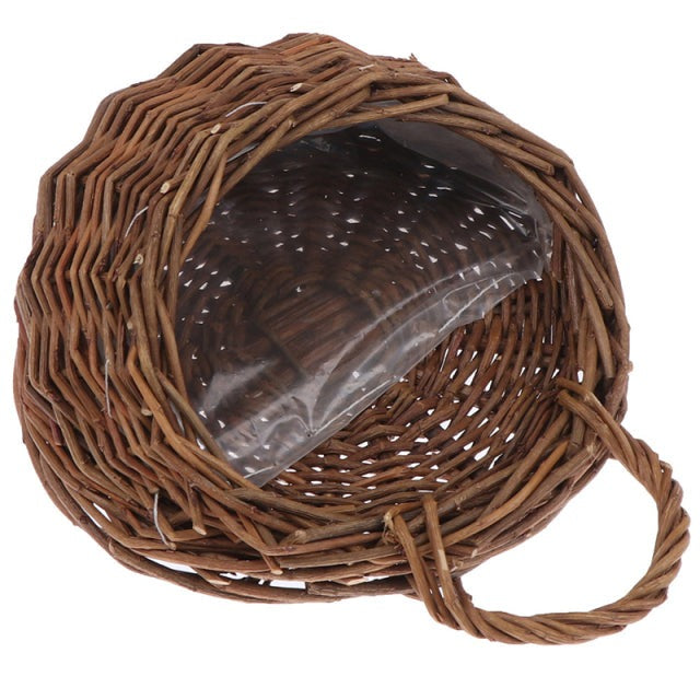 Wicker Rattan Basket Flower Planter Wall Hanging