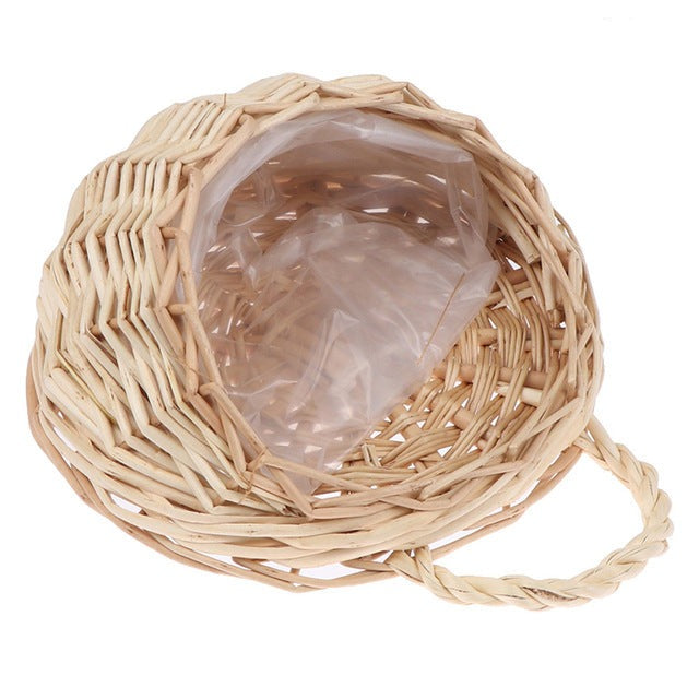 Wicker Rattan Basket Flower Planter Wall Hanging