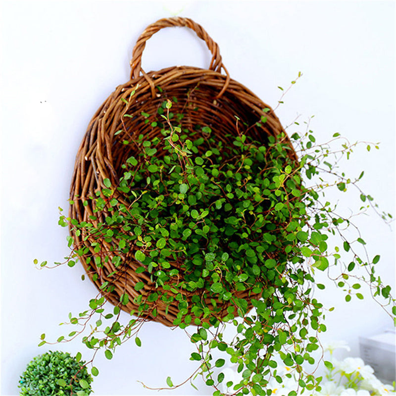 Wicker Rattan Basket Flower Planter Wall Hanging