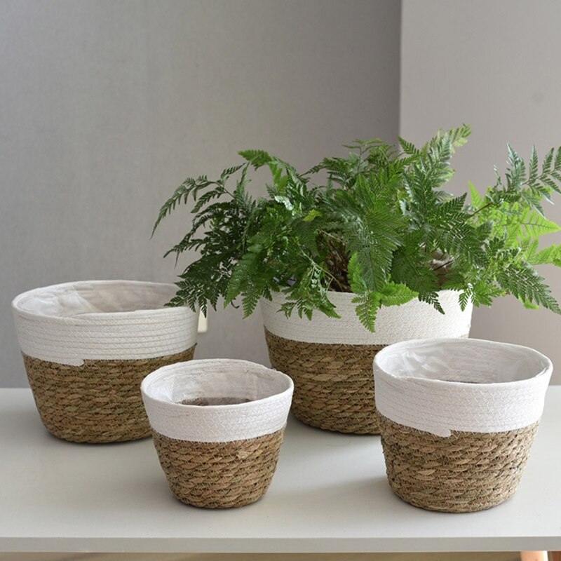 Handmade Straw Basket for Flower Pots