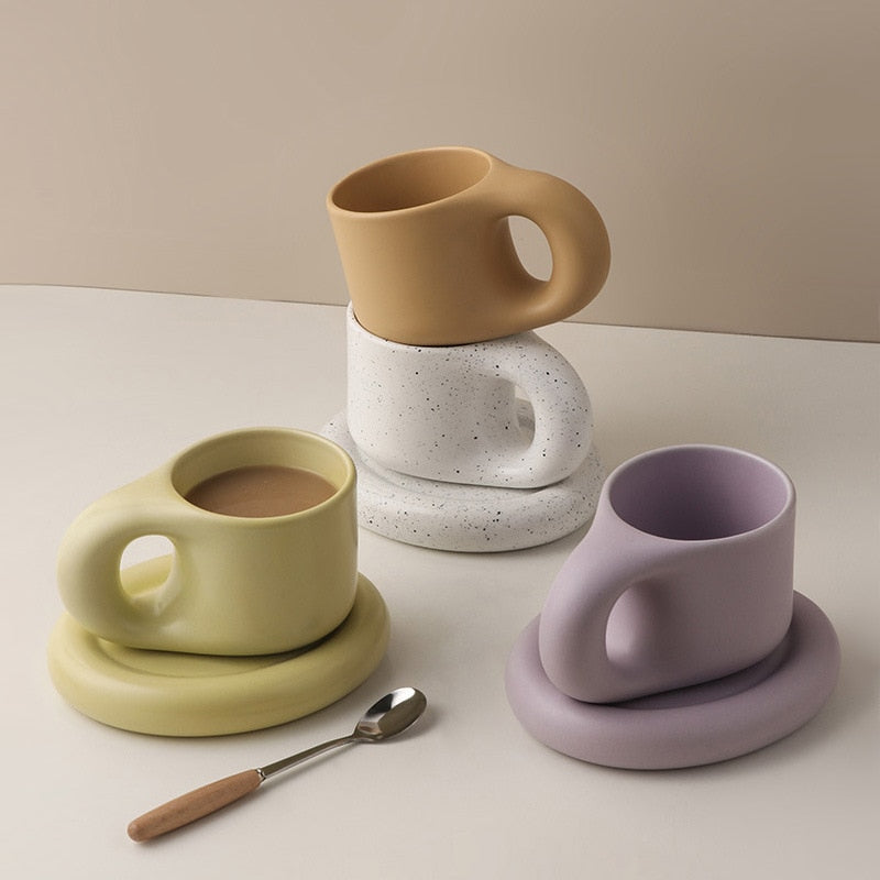 Fat Handle Mug with Plate