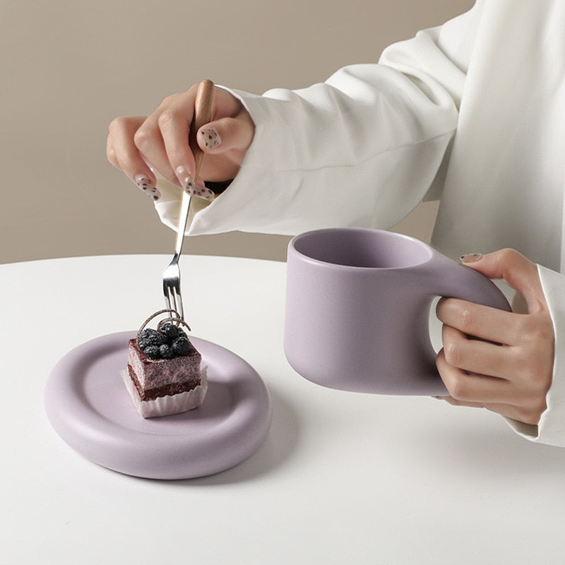 Fat Handle Mug with Plate
