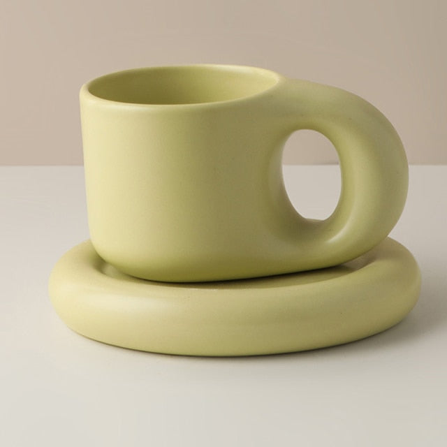 Fat Handle Mug with Plate