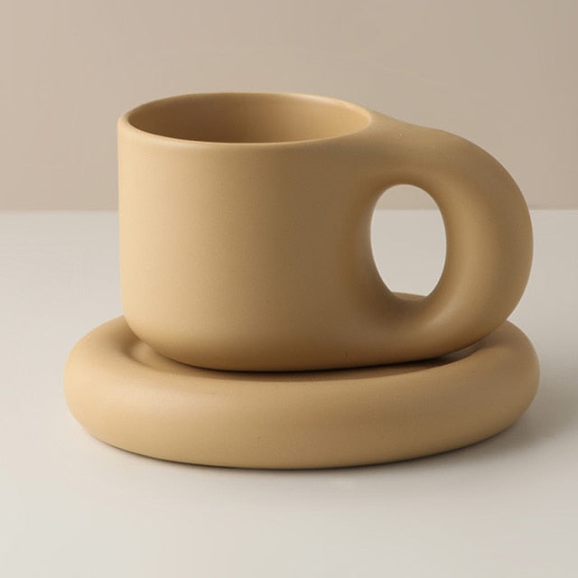 Fat Handle Mug with Plate