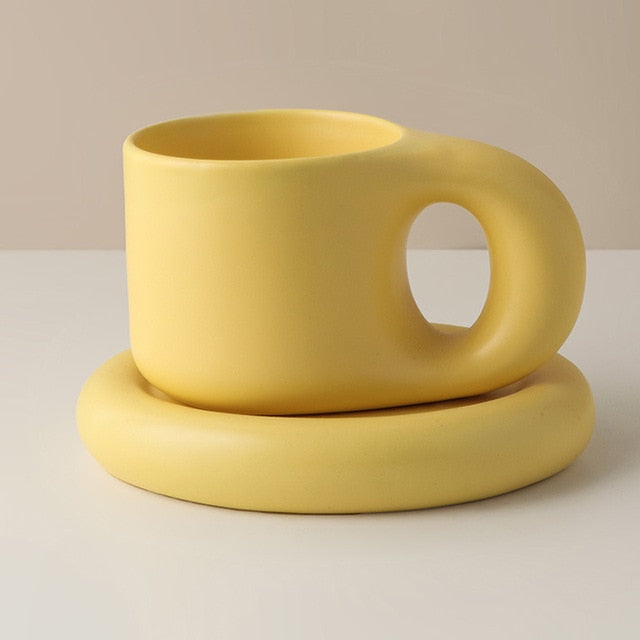 Fat Handle Mug with Plate