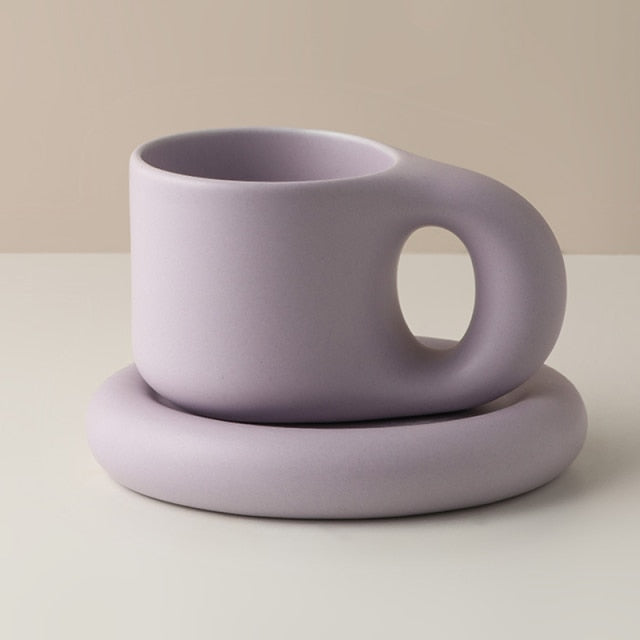 Fat Handle Mug with Plate