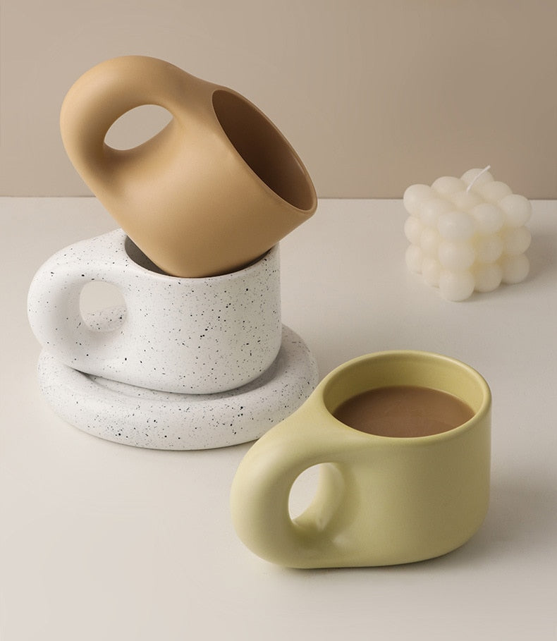 Fat Handle Mug with Plate