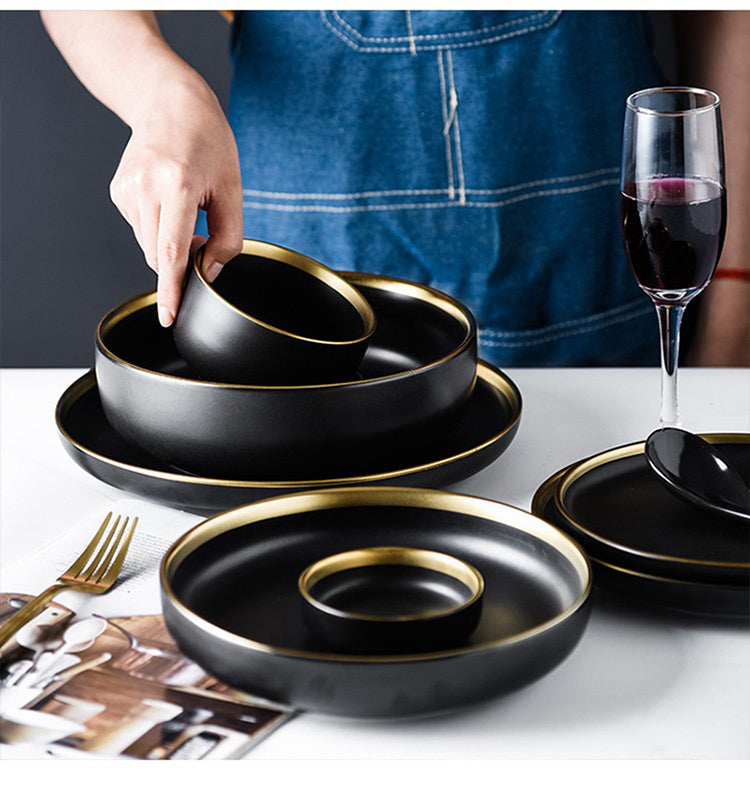 Black Tableware Porcelain Dinner Plates