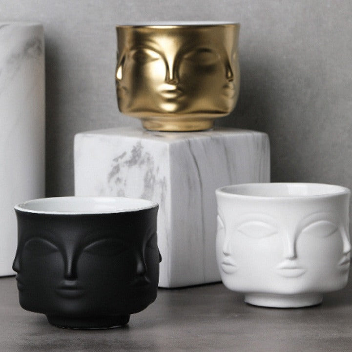 Ceramic Face Design Flower Pot Nordic Style