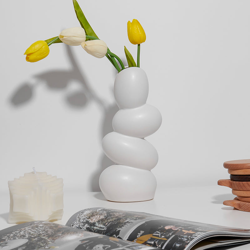 Elegant Matte Ceramic White Egg Shaped Vase