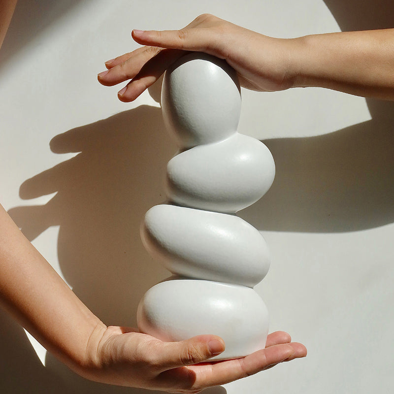 Elegant Matte Ceramic White Egg Shaped Vase