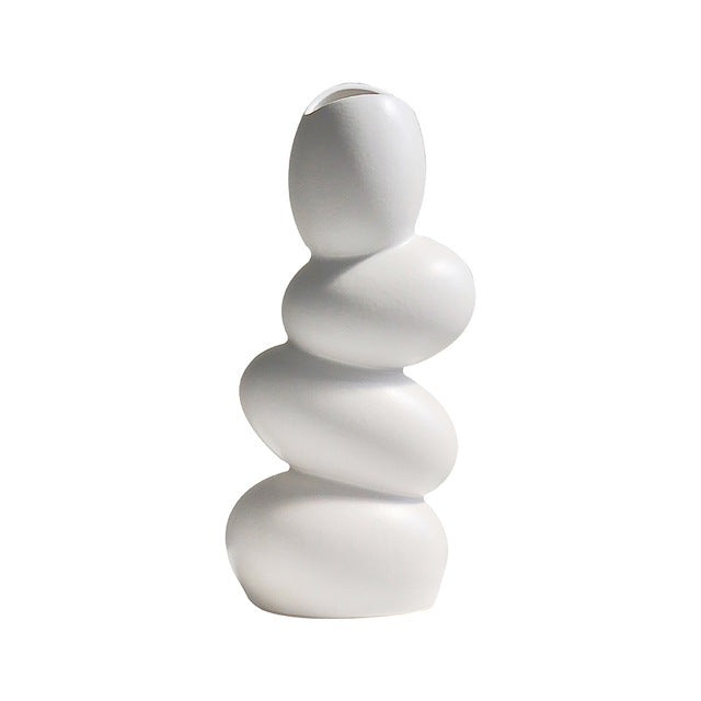 Elegant Matte Ceramic White Egg Shaped Vase