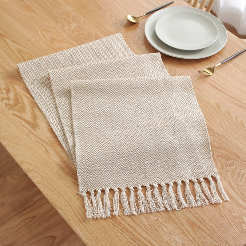 Nordic Style Linen Table Runner Handmade