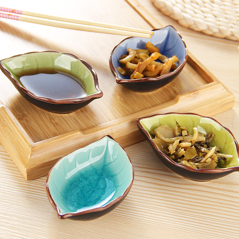 Glazed Ceramic Japanese Leaf Saucer