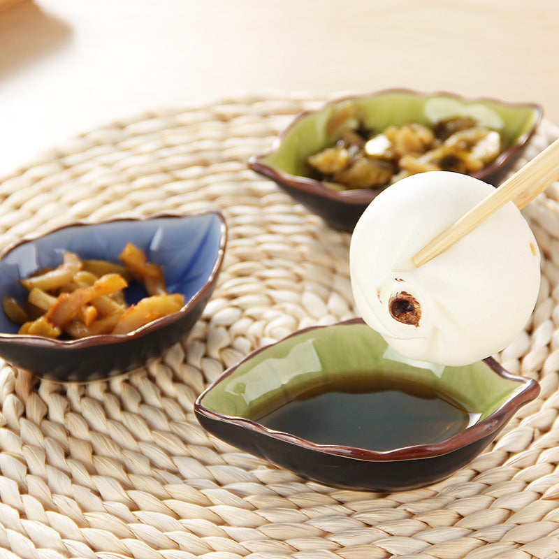 Glazed Ceramic Japanese Leaf Saucer