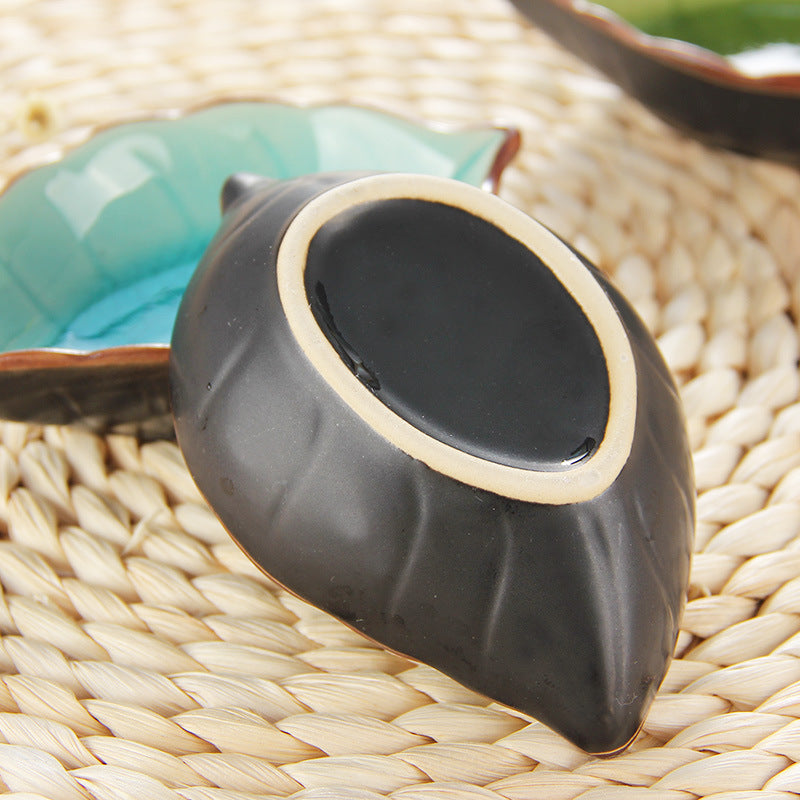 Glazed Ceramic Japanese Leaf Saucer