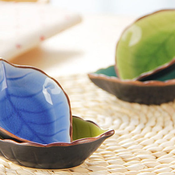 Glazed Ceramic Japanese Leaf Saucer