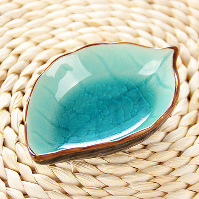Glazed Ceramic Japanese Leaf Saucer