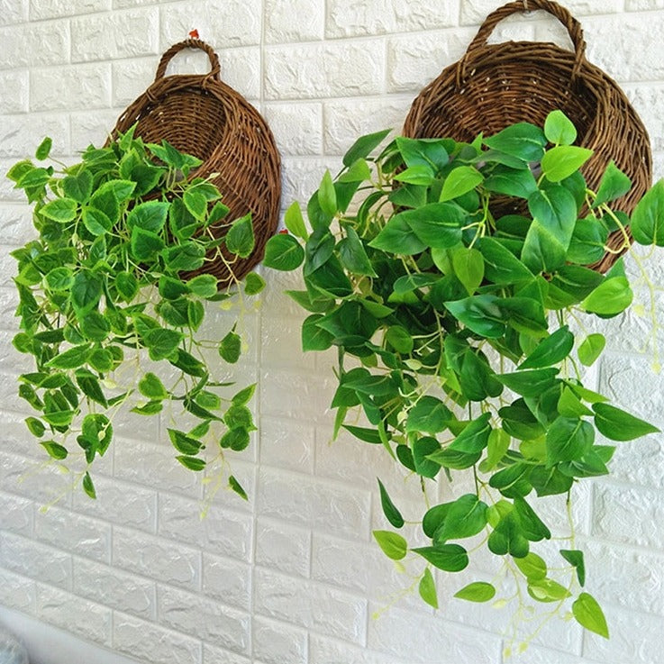 Wicker Rattan Basket Flower Planter Wall Hanging