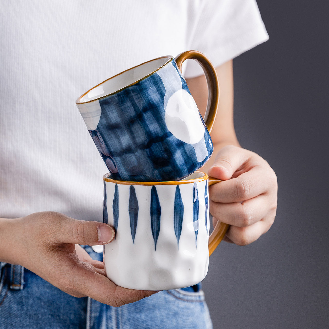 Japanese Glazed Ceramic Mug with Bumpy Surface