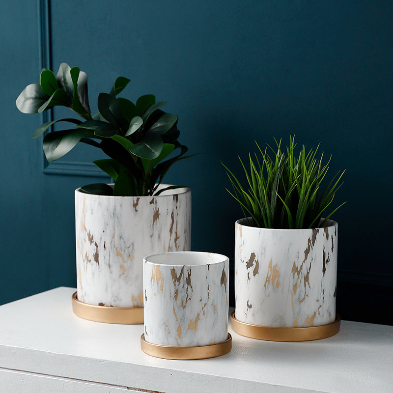Marbling Appearance Ceramic Flower Pot